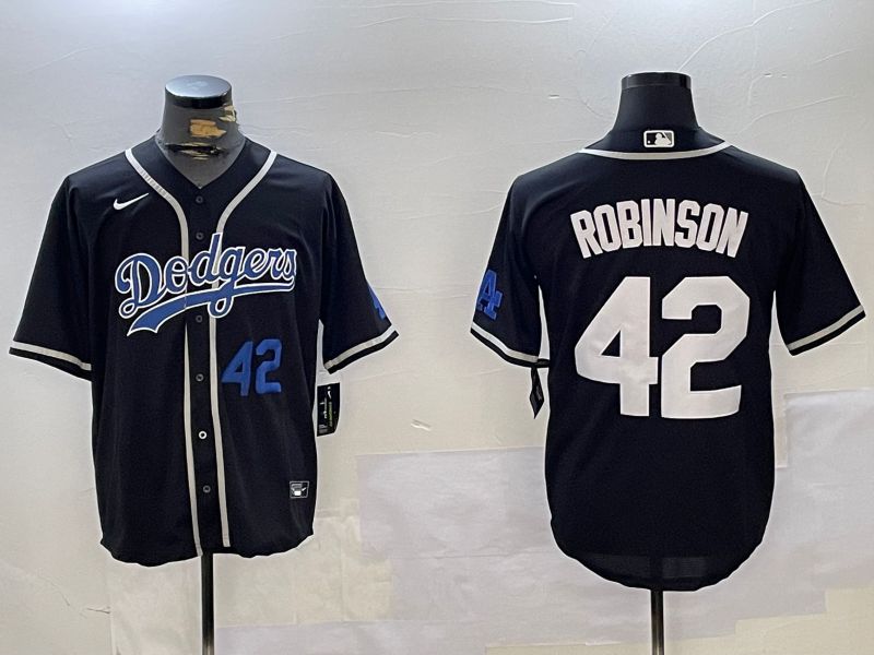Men Los Angeles Dodgers 42 Robinson Black Game 2024 Nike MLB Jersey style 11205